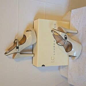 5" LC Winnie Cream Peep Toe Heels